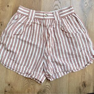 Madewell orange and white stripe high waisted shorts